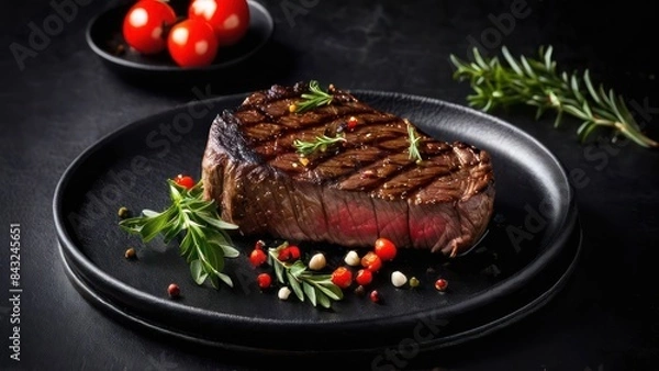 Obraz Elegant Minimalism, Slow-Cooked Steak with Fresh Accompaniments