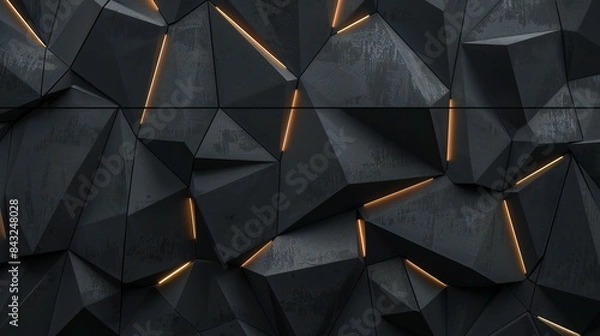 Obraz Sleek black backdrop adorned with shapes. Abstract background. High Resolution.