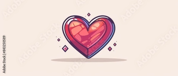 Fototapeta red heart illustration stands alone against a white backdrop, symbolizing love, passion, and warmth