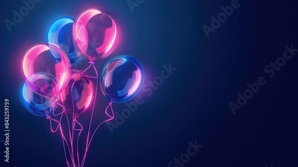 Obraz glowing neon balloons on dark blue background