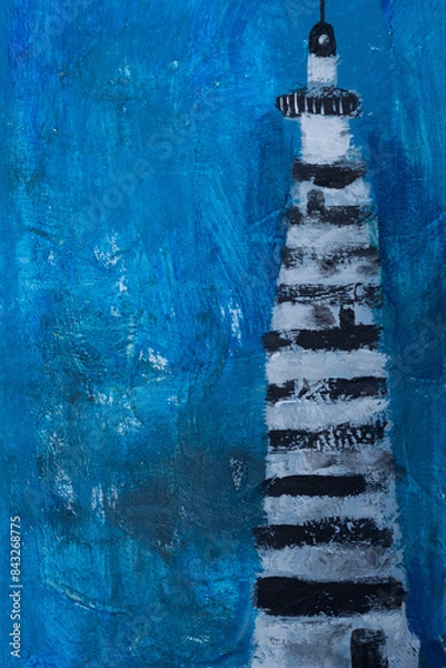 Fototapeta Faro de color negro con blanco sobre fondo de acrílico