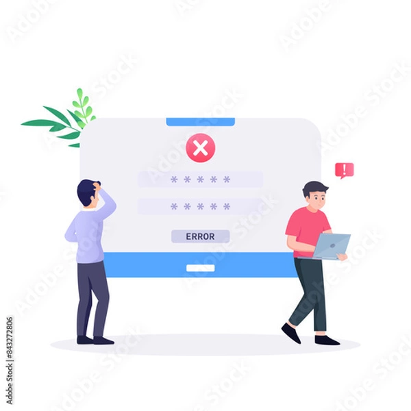 Fototapeta Modern flat illustration of verification failed and QR error