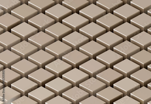 Fototapeta Modern background with an isometric grid of beige 3D cubes