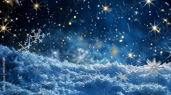 Fototapeta キラキラと輝く雪の結晶　Generative AI