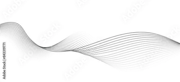 Obraz smooth flowing wave dots halftone lines dynamic blue purple pink gradient isolated on transparent background concept of technology, digital, communication, science, music vector illustration