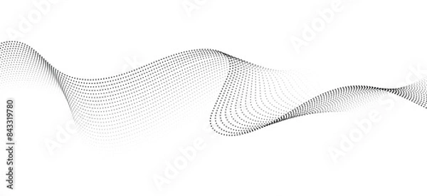 Obraz smooth flowing wave dots halftone lines dynamic blue purple pink gradient isolated on transparent background concept of technology, digital, communication, science, music vector illustration