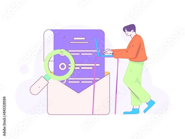 Obraz Flat vector illustration of business people operating work scene
