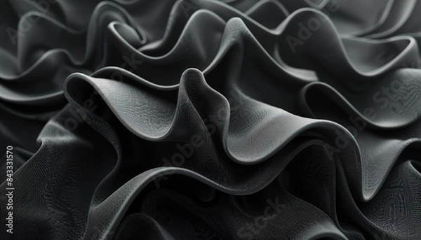 Fototapeta Black layers of cloth or paper warping