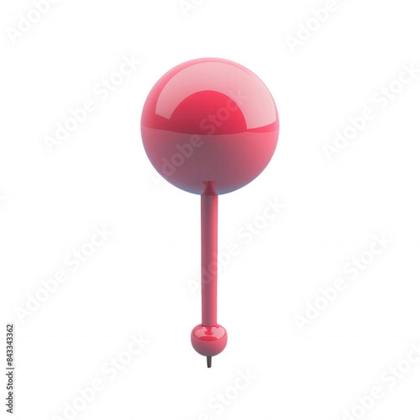 Fototapeta High-quality 3D rendering of a pink push pin with a spherical top, isolated on a white background, suitable for various design uses.