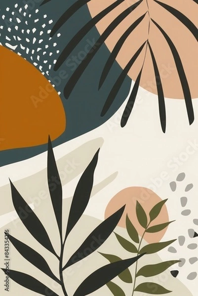 Fototapeta Modern Boho Flair: Flat Illustration of Abstract Minimalist Design - Neutral Colors and Organic Shapes