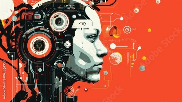 Fototapeta illustration of artificial intelligence technology background concept