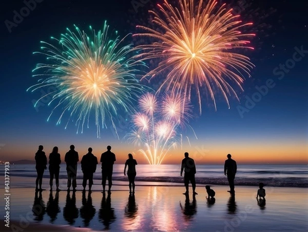 Obraz fireworks on the beach