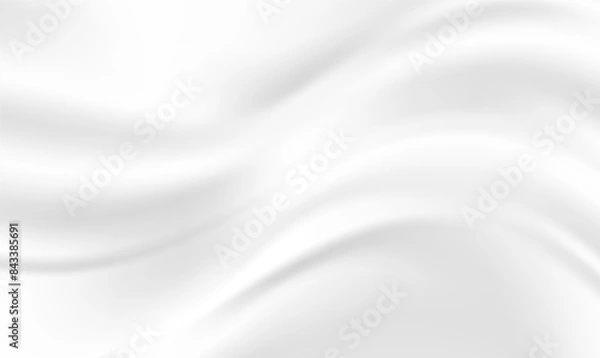 Fototapeta White fabric cloth texture background.  Abstract white silk satin background with smooth curve, flowing waves for backdrop. Luxurious Christmas background or New Year background. Elegance Vector EPS10