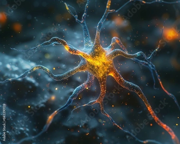 Obraz A 3D rendering of a neuron is the basic functional unit of the nervous system