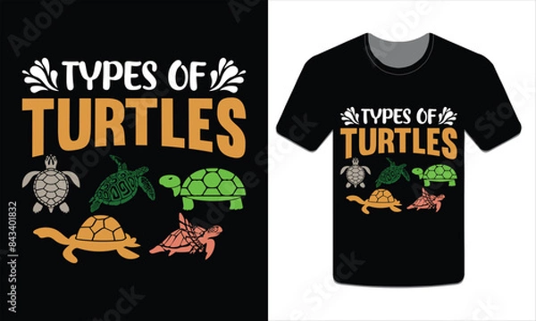 Fototapeta Types of turtles, turtles t-shirt design vector art illustration