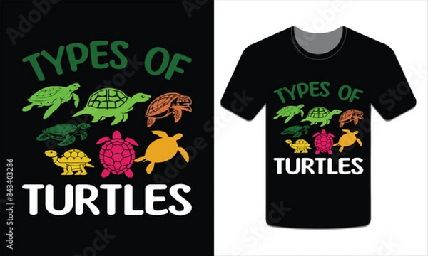 Fototapeta Types of turtles, turtles t-shirt design vector art illustration