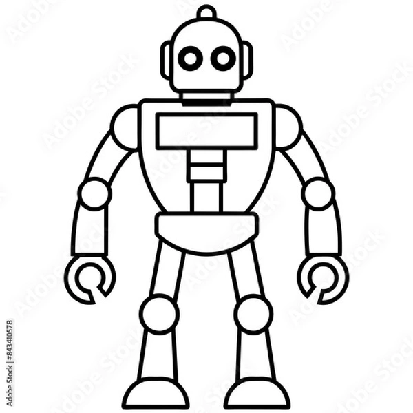 Fototapeta Robotic vector silhouette illustration on white background