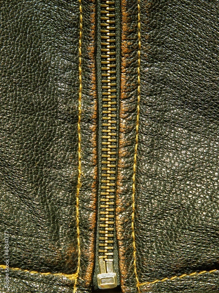 Obraz Zipper on a black leather.
