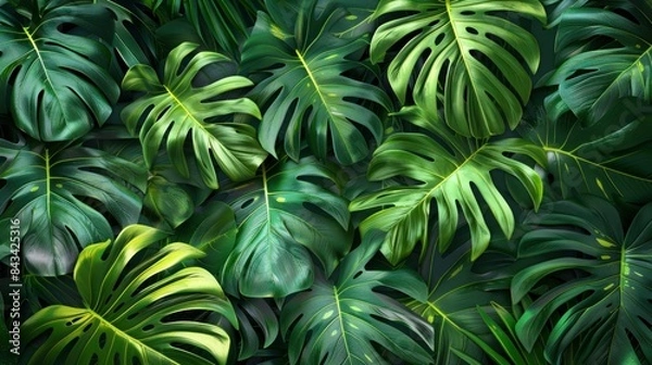 Obraz Nature background, closeup nature view of abstract green texture, tropical leaf. abstract green texture
