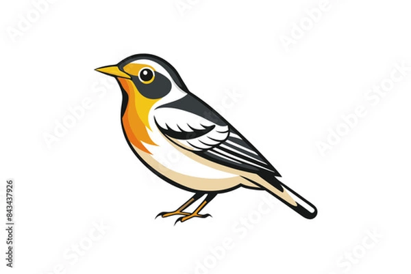 Fototapeta Blackburnian Warbler bird sits icon vector 