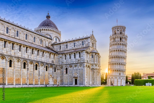 Fototapeta Leaning Tower of Pisa and Pisa Cathedral.