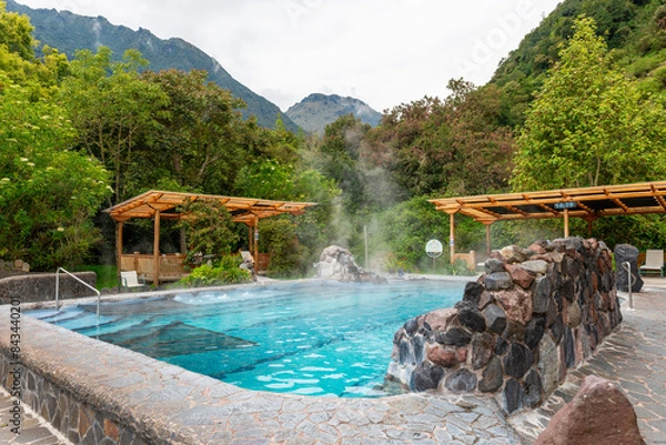 Fototapeta Papallacta hot spring spa pools near Quito, Ecuador.	