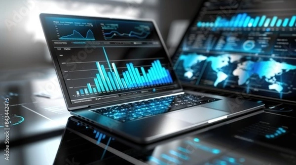Fototapeta Business data dashboard provide modish business intelligence analytic for marketing strategy planning