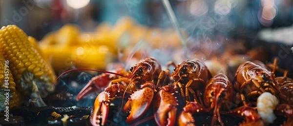 Fototapeta Close up of a crawfish boil