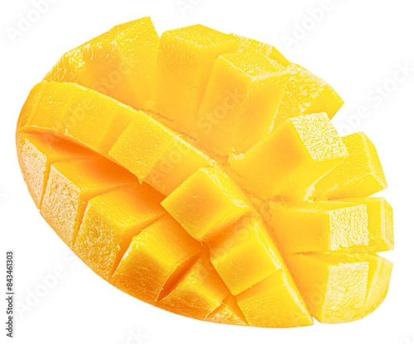 Fototapeta mango cube slices isolated on a white background. Clipping path.