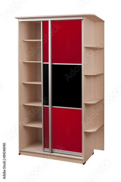 Fototapeta шкаф купе, шкаф на белом фоне, шкаф с ящиками, зеркальные двери