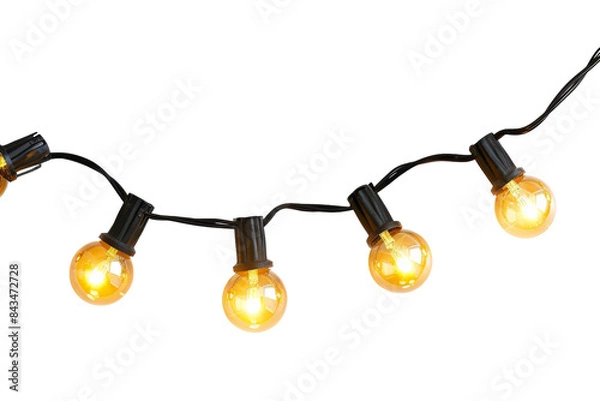 Obraz Real Image of LED String Lights for Gardens Isolated On Transparent Background