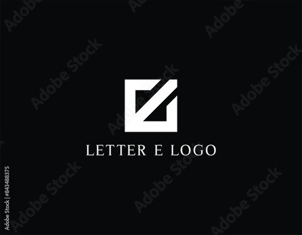 Fototapeta Letter E rectangular logo design template. 