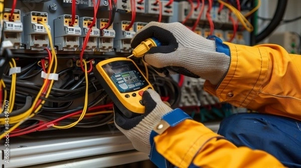 Obraz Skilled electrician upgrading and replacing electrical outlets for improved functionality