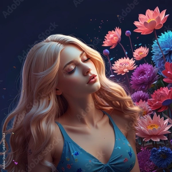 Obraz portrait of a person with flowers