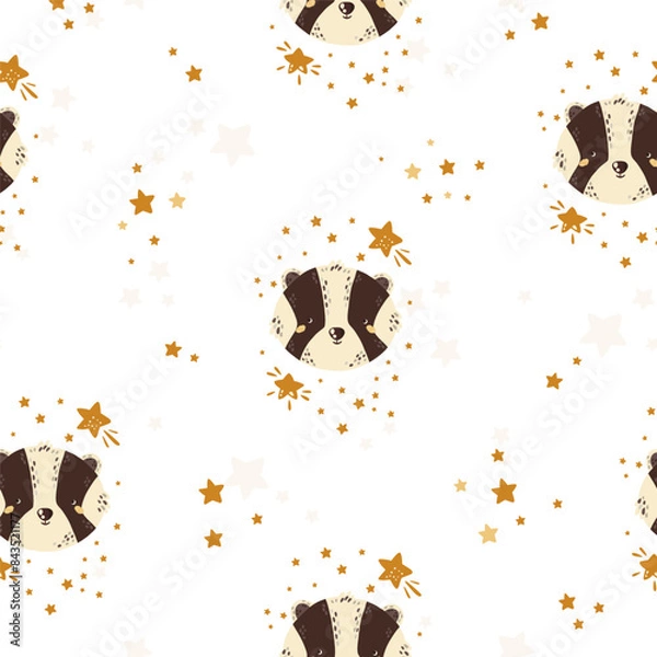 Obraz Vector illustration with forest animals. Seamless pattern.