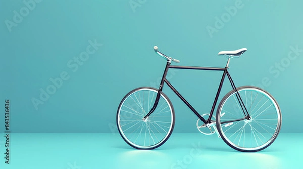Fototapeta 3D render of a sleek contemporary bicycle on a blue background. 