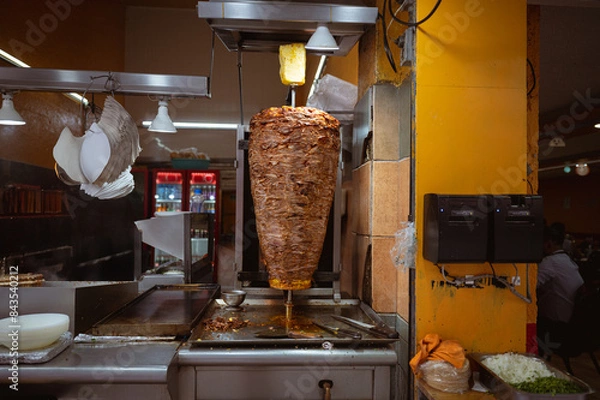 Obraz Trompo de pastor in a taqueria in the city of Mexcio