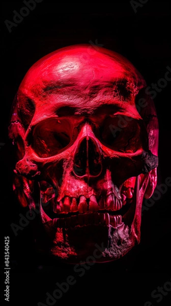 Fototapeta Red skull with dark background