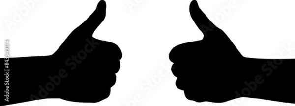 Fototapeta Silhouette of two hands showing thumb up gesture. Vector illustration in black color. Transparent background