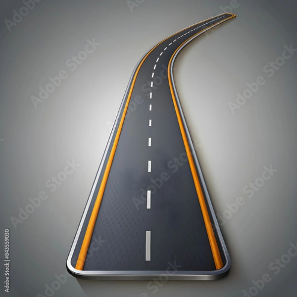 Fototapeta 3d road isolated. 3D illustration of isometric piece of road with soil section. 3D Illustration soil and rock ecology cut away isolated on white background. vacation an