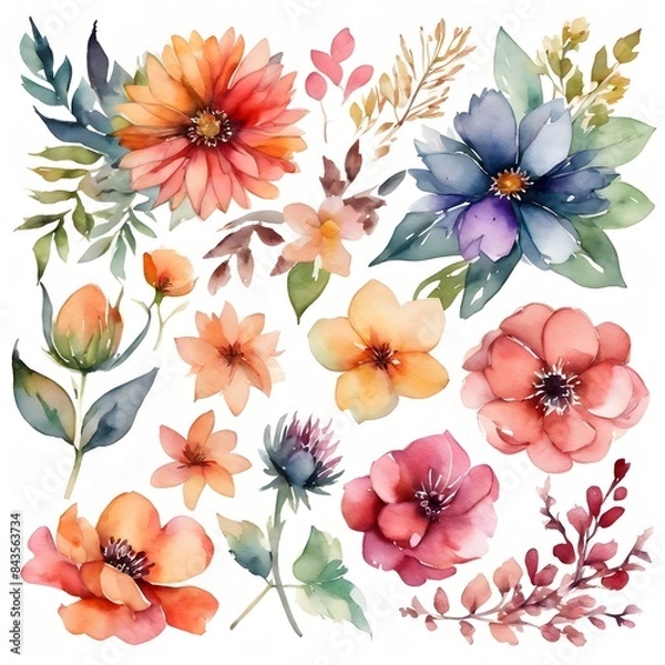 Fototapeta Watercolor Floral Collection