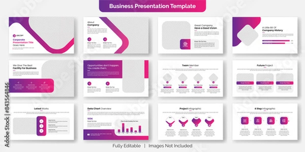 Fototapeta Creative business PowerPoint presentation slides template design. Use for modern keynote presentation background, brochure design, website slider, landing page, annual report, company profile
