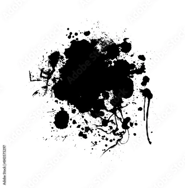 Fototapeta Abstract black blot object. hand drawing. Not AI. Vector illustration.