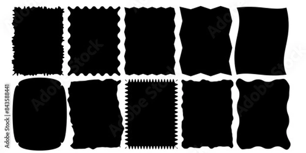 Fototapeta Squiggle  frames set. Jaggered edges, retro scallop frames, psychedelic rectangles, groovy shapes set 