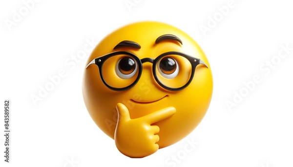 Obraz Cute emoji with glasses thinking