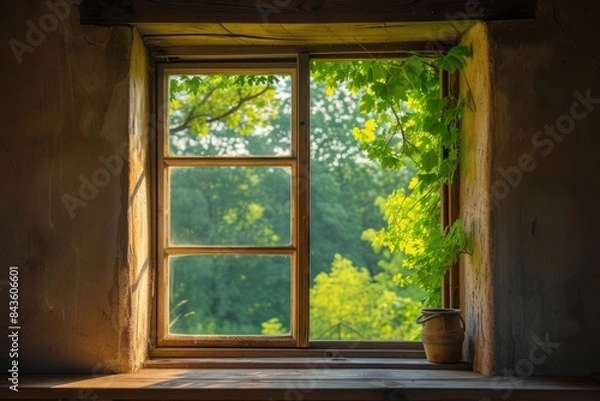 Fototapeta Window see nature windowsill architecture transparent.
