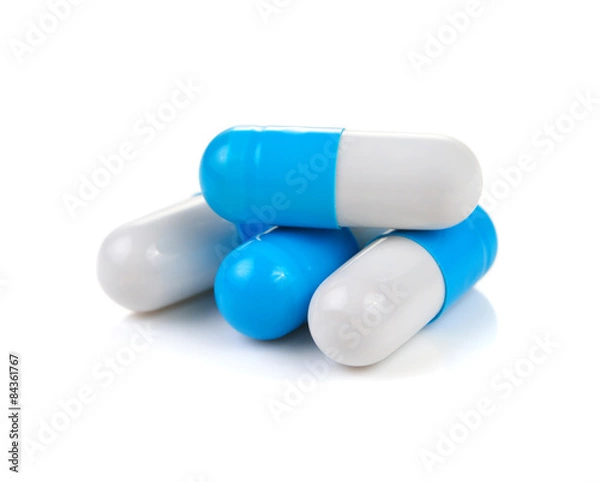 Obraz pills capsules on white background