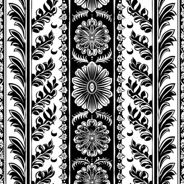 Fototapeta black and white seamless pattern