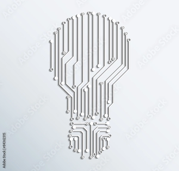 Fototapeta Abstract electronic computer circuit board light bulb icon.vecto
