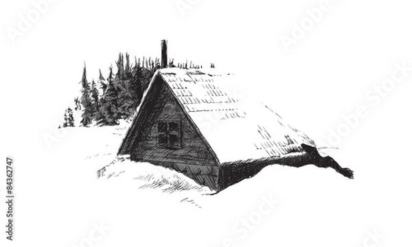 Obraz house in winter forest